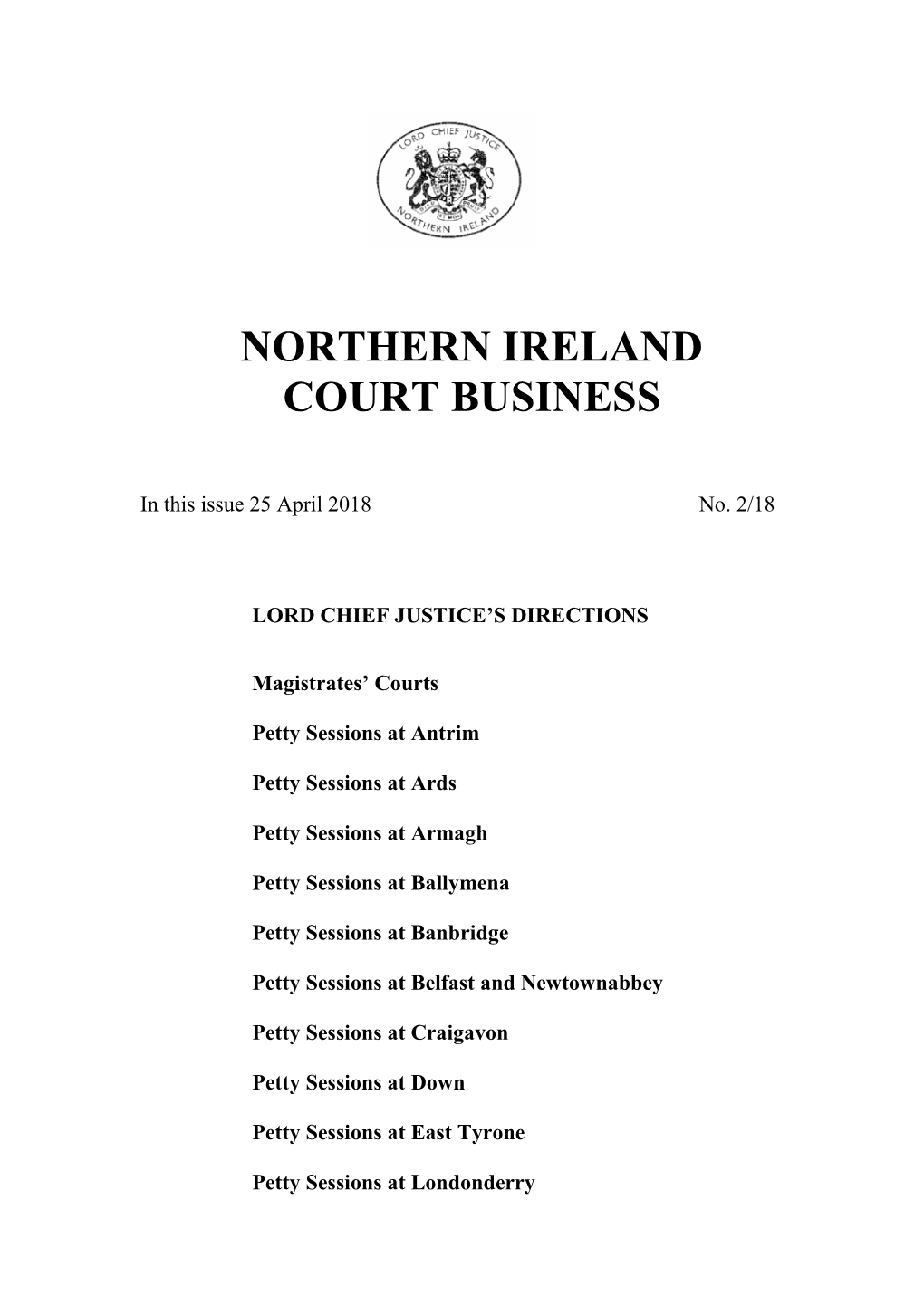 Northern Ireland Court Business