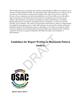 BPA Guidelines for Report Writing in Bloodstain Pattern Analysis