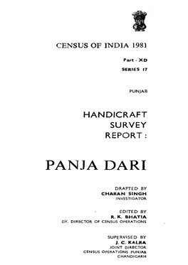 Handicraft Survey Report, Panja Dari, Part-XD, Series-17, Punjab