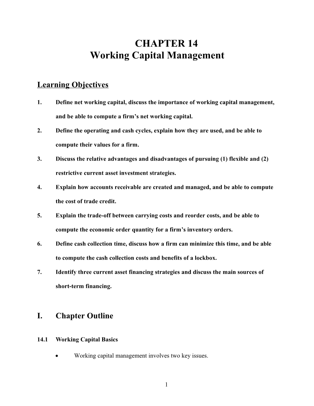 Working Capital Management