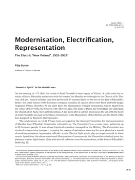 Modernisation, Electrification, Representation the Electric “New Poland”, 1935–1939*