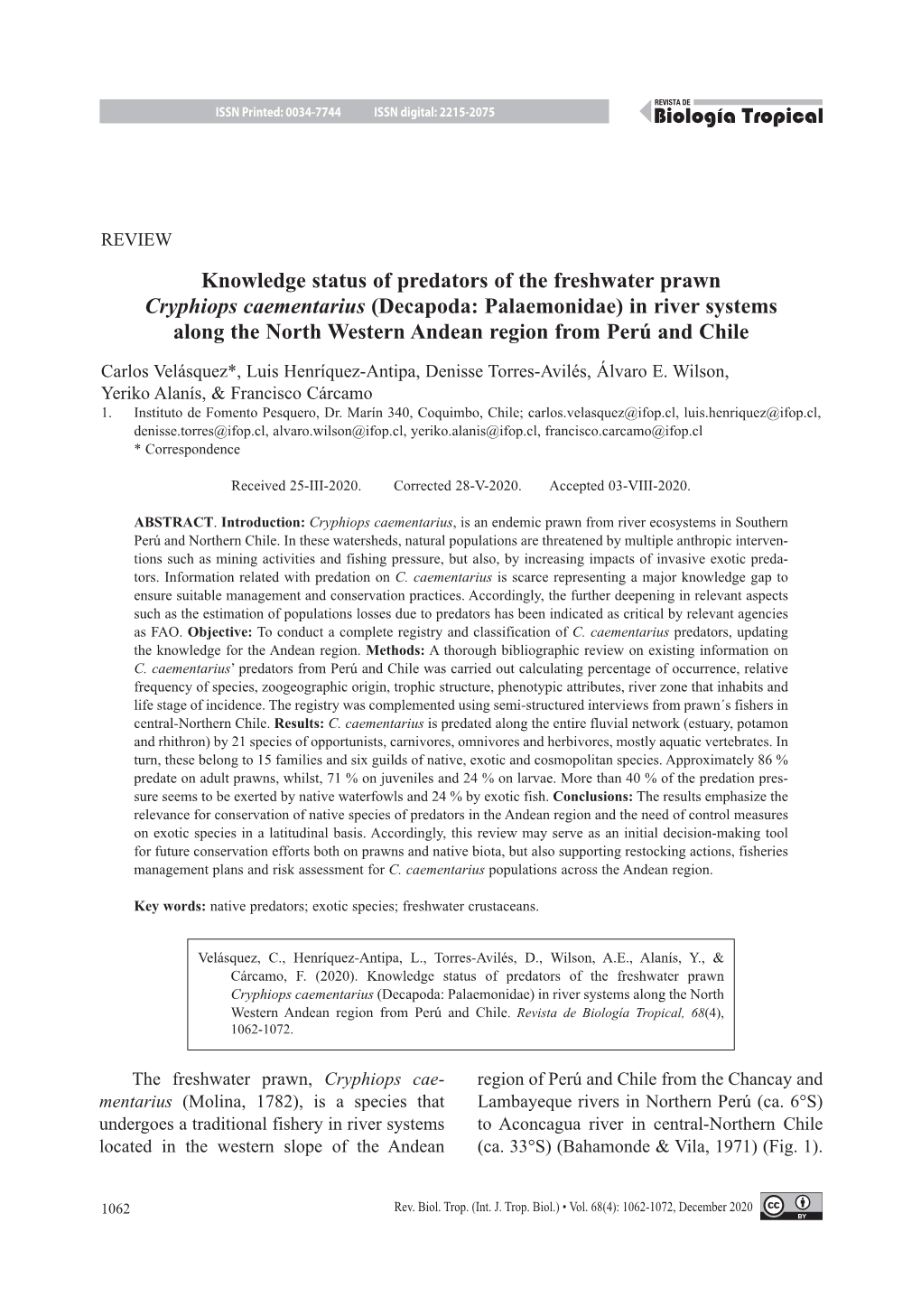 Knowledge Status of Predators of the Freshwater Prawn Cryphiops