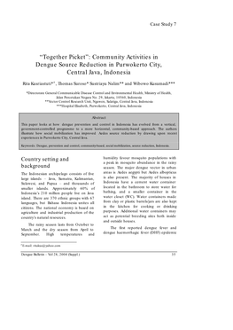 “Together Picket”: Community Activities in Dengue Source Reduction in Purwokerto City, Central Java, Indonesia