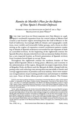 Ramón De Murillo's Plan for the Reform of New Spain's Frontier Defenses