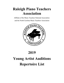 Raleigh Piano Teachers Association Young Artist Auditions 2019