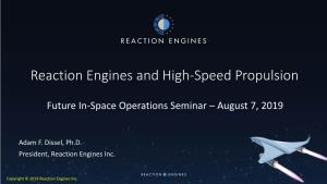 Reaction Engines and High-Speed Propulsion