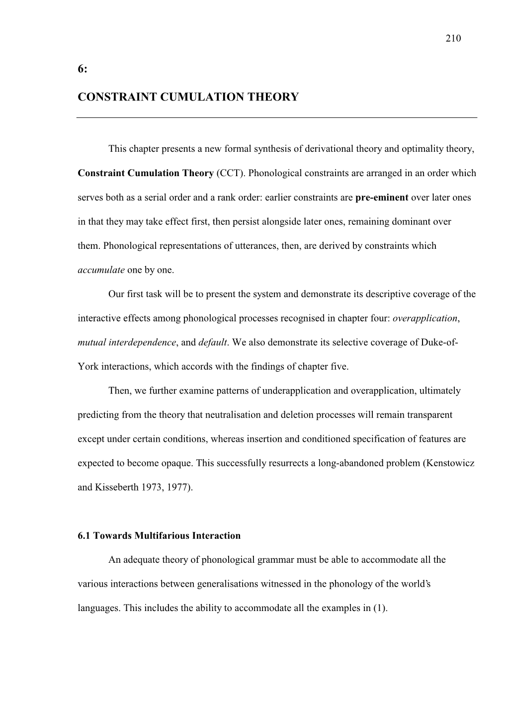 Constraint Cumulation Theory