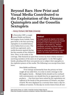 How Print and Visual Media Contributed to the Exploitation of the Dionne Quintuplets and the Gosselin Sextuplets
