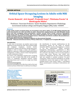 Orbital Space Occupying Lesions in Adults with MRI Imaging