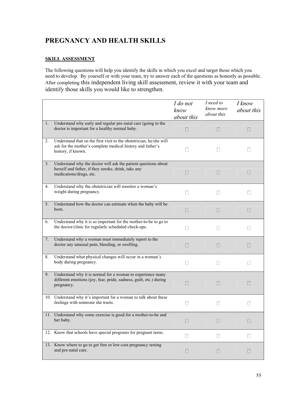 Pregnancy and Health Skills