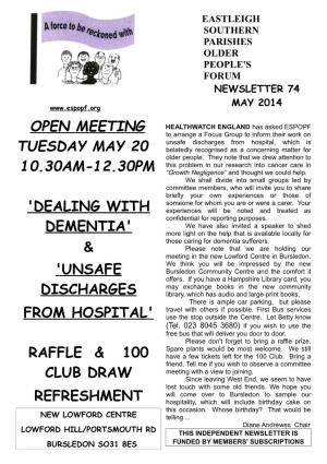 Open Meeting Tuesday May 20 10.30Am-12.30Pm