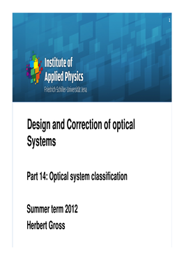 Part 14: Optical System Classification