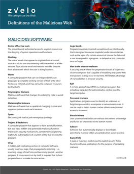 Definitions of the Malicious Web