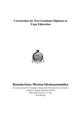 Curriculum for Post Graduate Diploma in Yoga Education