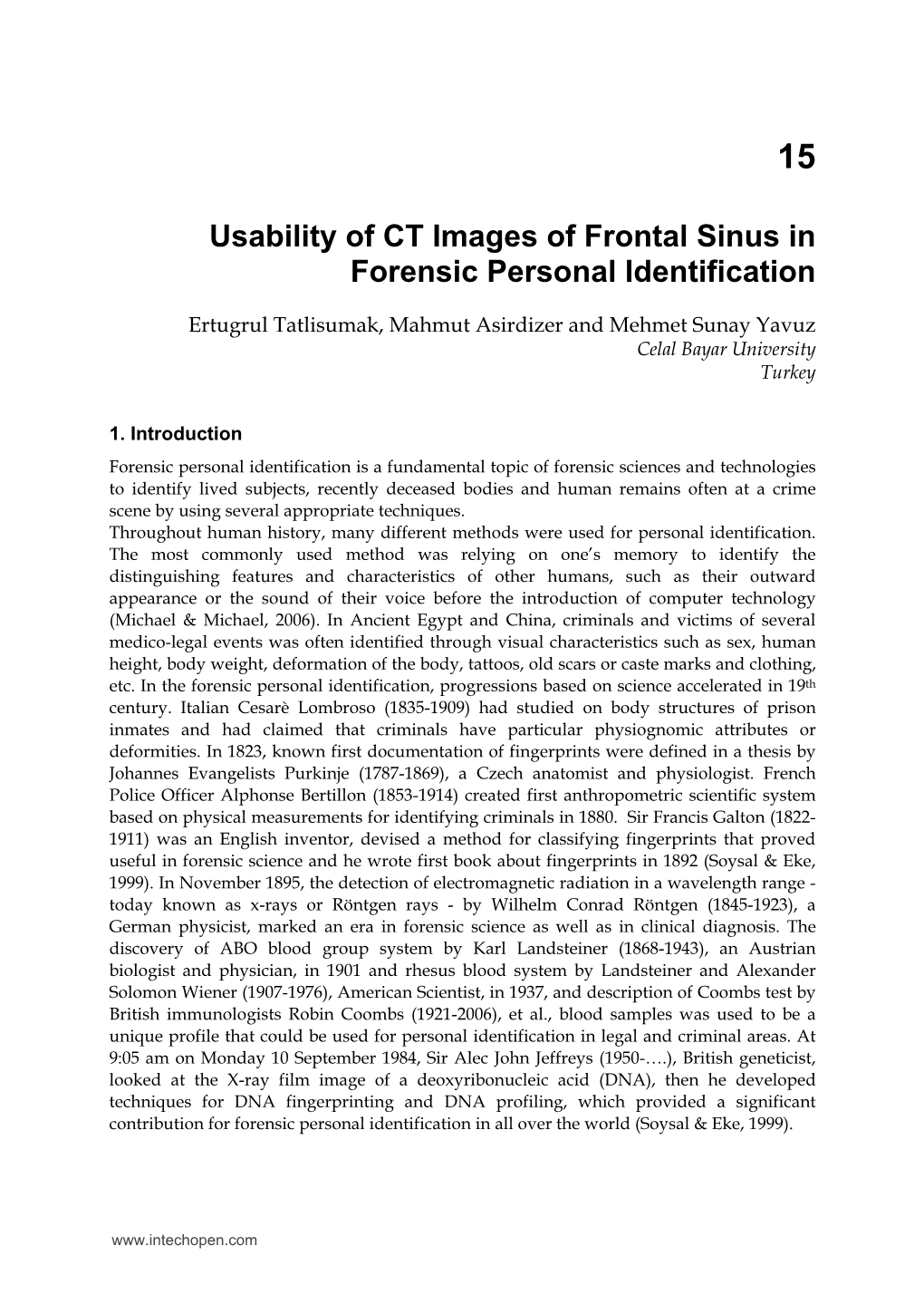 Usability of CT Images of Frontal Sinus in Forensic Personal Identification