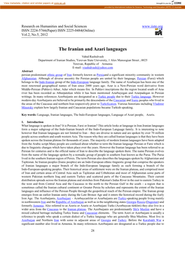 The Iranian and Azari Languages