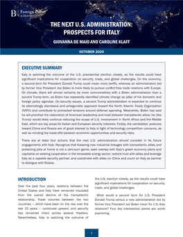 The Next US Administration: Prospects for Italy