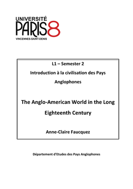 The Anglo-American World in the Long Eighteenth Century