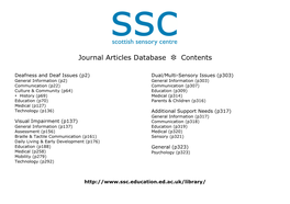 Journal Articles Database Contents