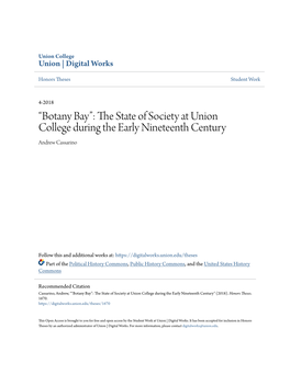 “Botany Bay”: the State of Society at Union College During the Early Nineteenth Century