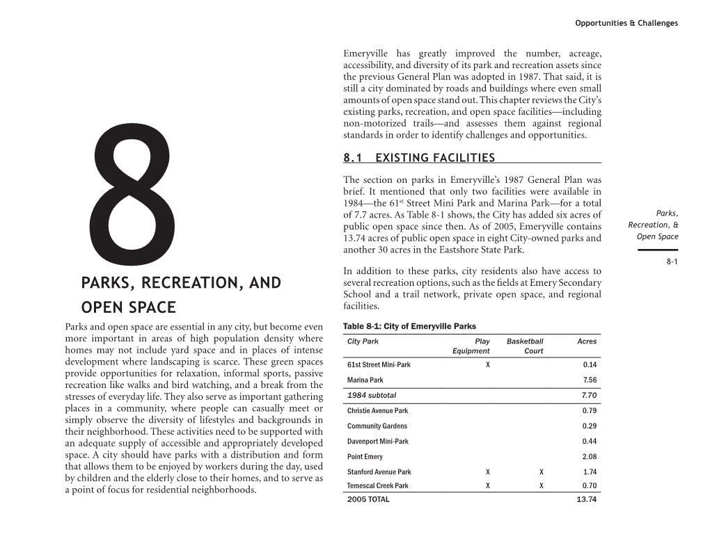 8 Parks, Recreation, and Open Space