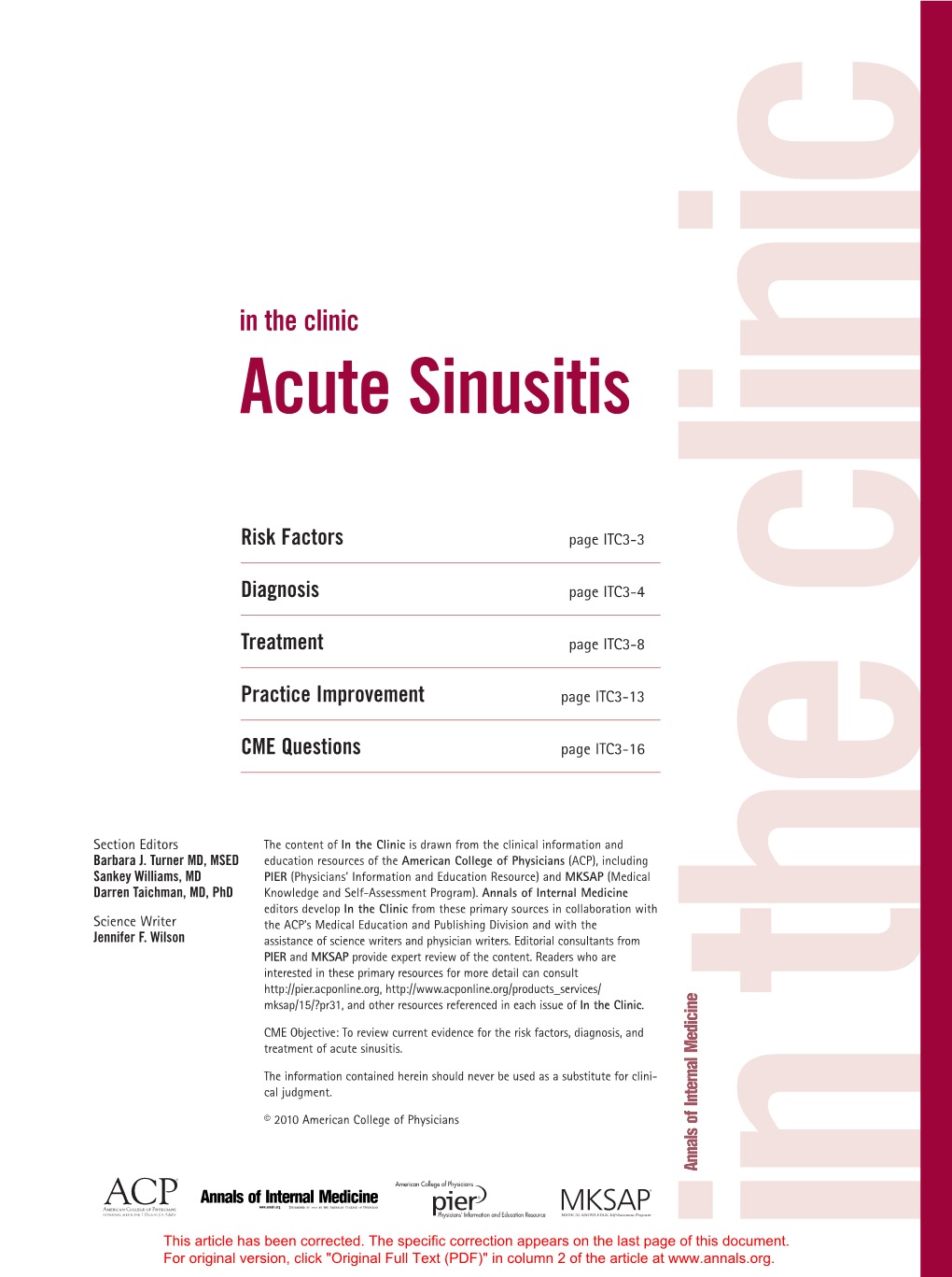 In the Clinic Acute Sinusitis