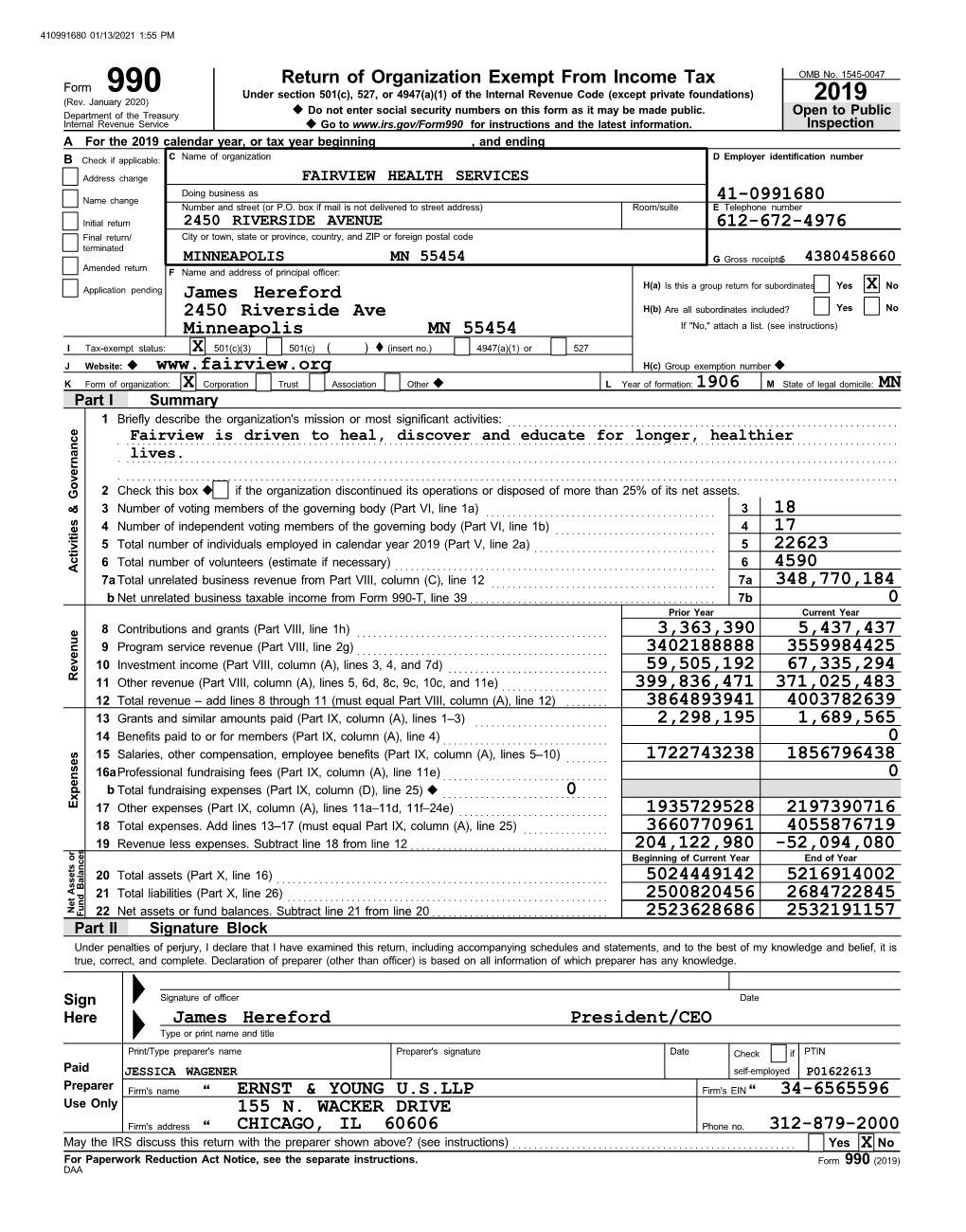 CS Tax Return for Year 2019