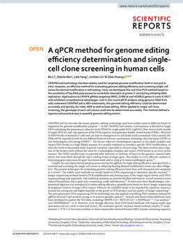 A Qpcr Method for Genome Editing Efficiency Determination and Single