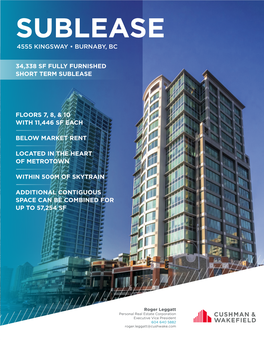 Sublease 4555 Kingsway • Burnaby, Bc