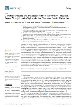 Genetic Structure and Diversity of the Yellowbelly Threadfin Bream Nemipterus Bathybius in the Northern South China