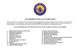 The Warriner School List of Employers