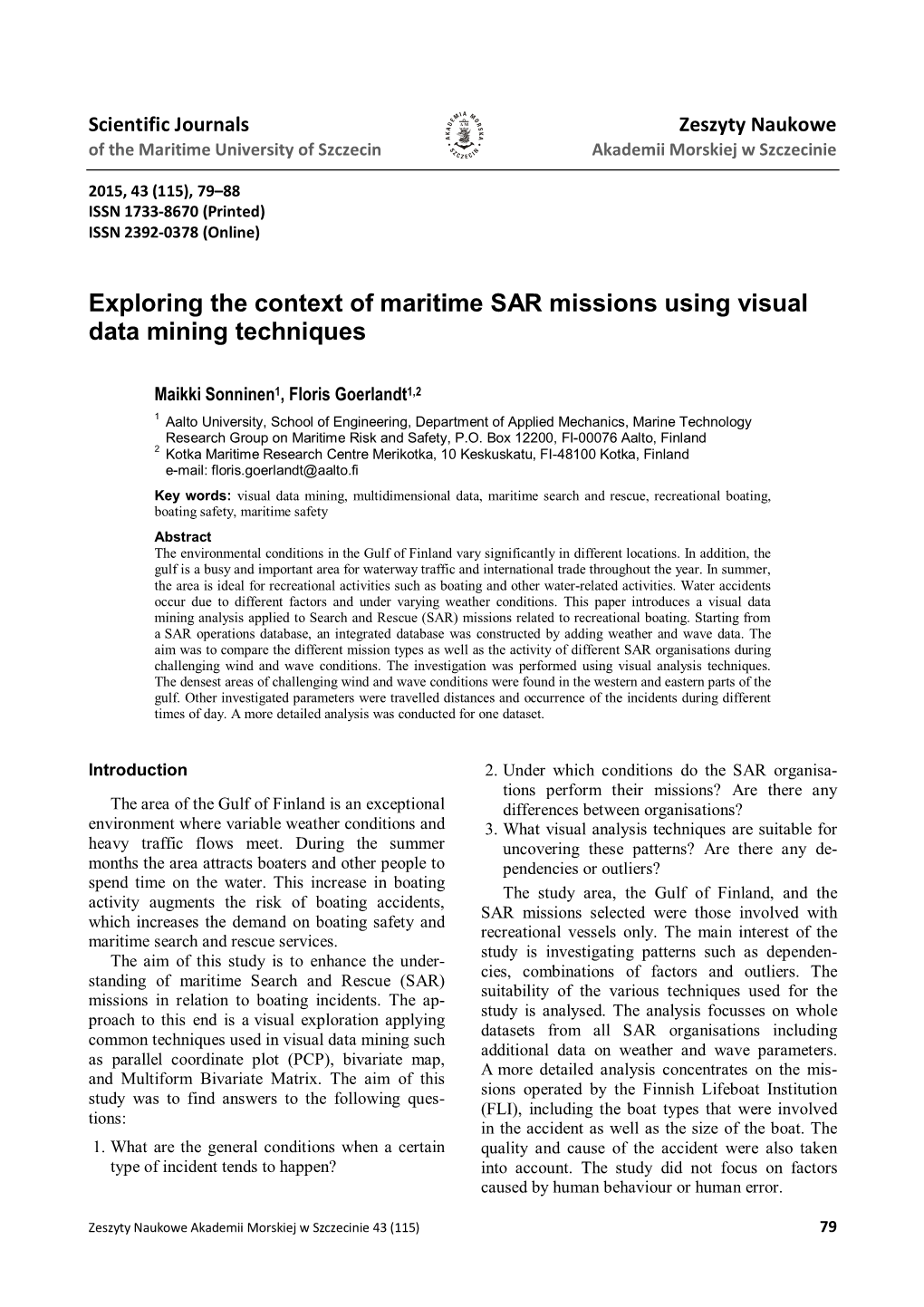 Exploring the Context of Maritime SAR Missions Using Visual Data Mining Techniques