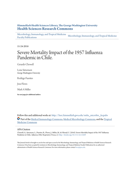 Severe Mortality Impact of the 1957 Influenza Pandemic in Chile. Gerardo Chowell
