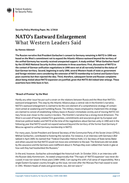 NATO's Eastward Enlargement What Western Leaders Said