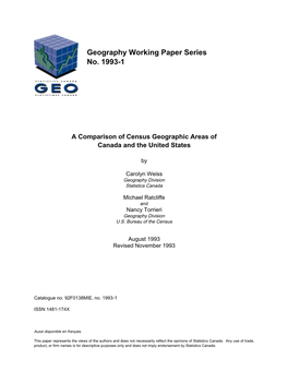 A Comparison of Census Geographic Areas of Canada and the United States