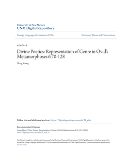 Divine Poetics: Representation of Genre in Ovid's Metamorphoses 6.70-128 Hong Yoong