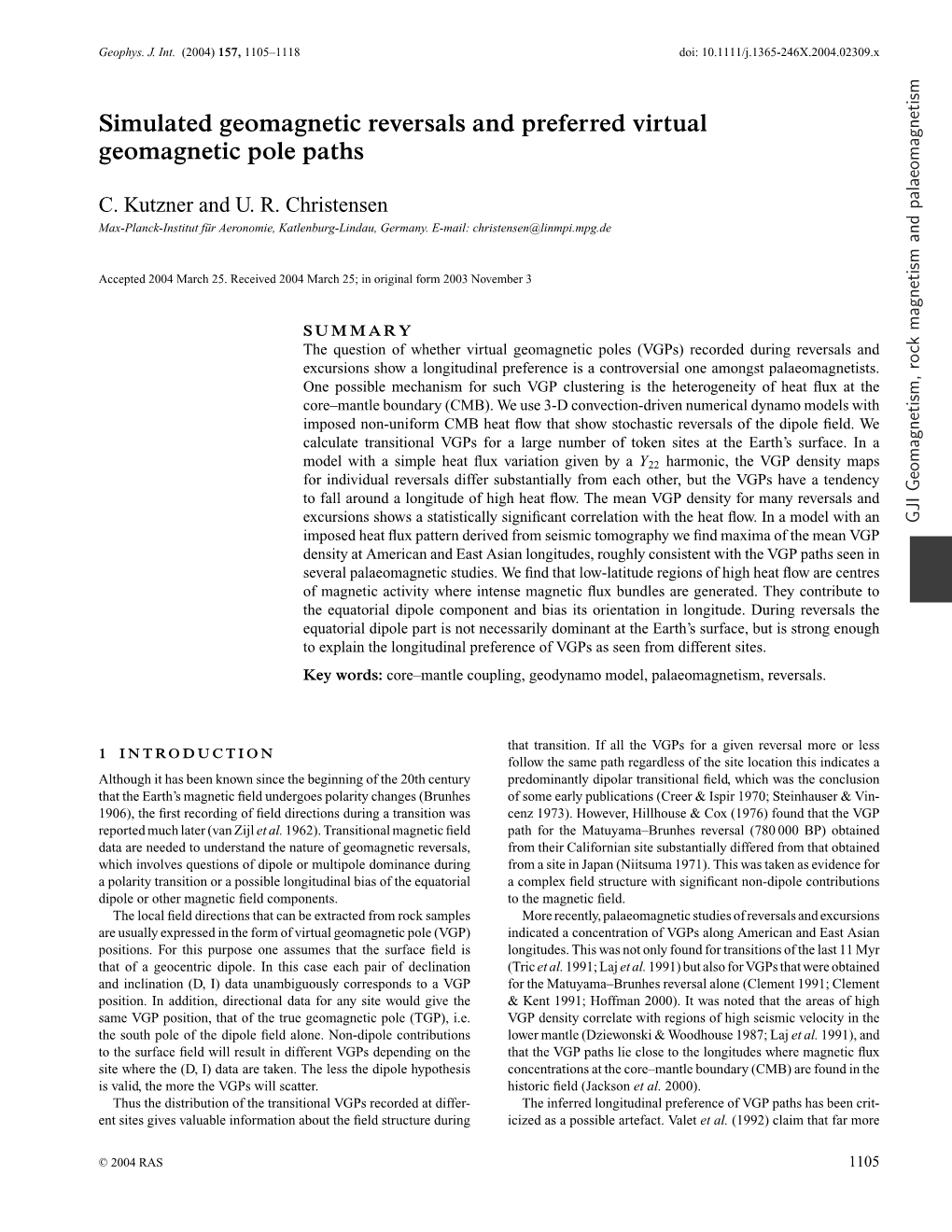 Simulated Geomagnetic Reversals and Preferred Virtual Geomagnetic Pole Paths