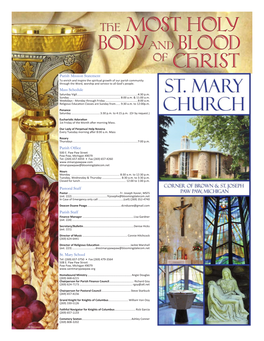 Parish Mission Statement Mass Schedule Parish Office Pastoral