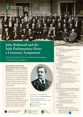 John Redmond and the Irish Parliamentary Party: a Centenary