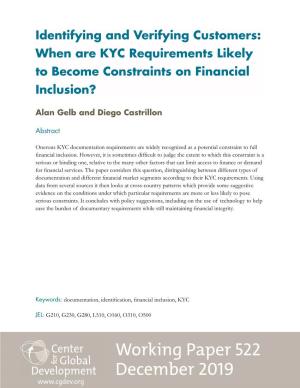 When Are KYC Requirements Likely to Become Constraints on Financial Inclusion?