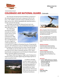 COLORADO AIR NATIONAL GUARD: Colorado
