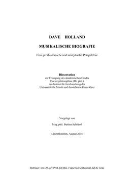 Dave Holland Musikalische Biografie