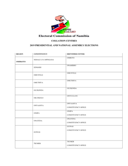 Collation Centres 2019 Presidential and National Assembly Elections