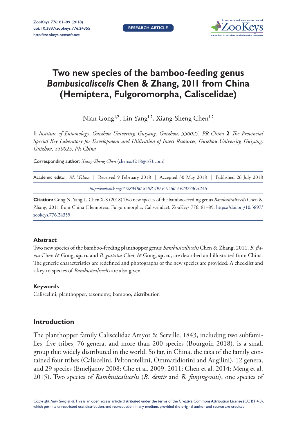 ﻿Two New Species of the Bamboo-Feeding Genus