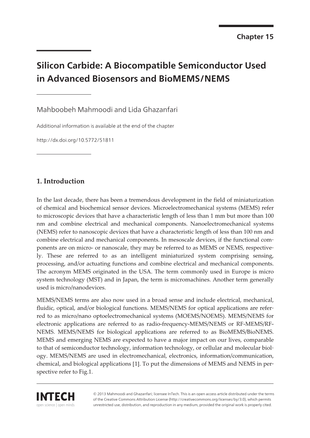 Silicon Carbide: a Biocompatible Semiconductor Used in Advanced Biosensors and Biomems/NEMS