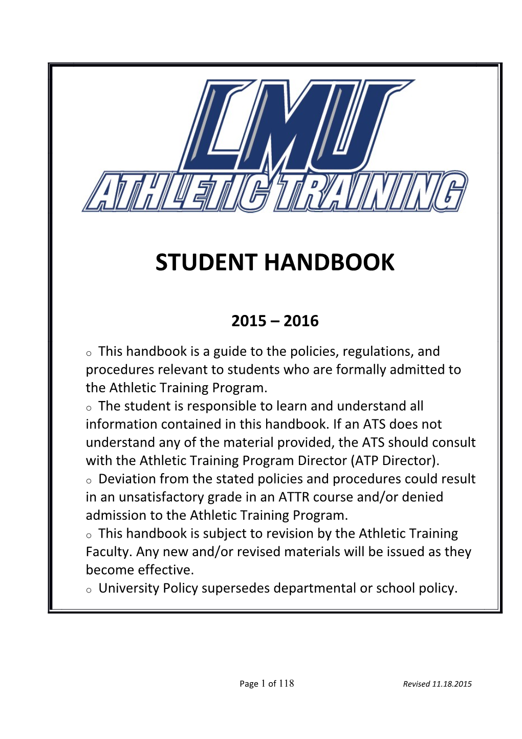 Student Handbook 2015 2016