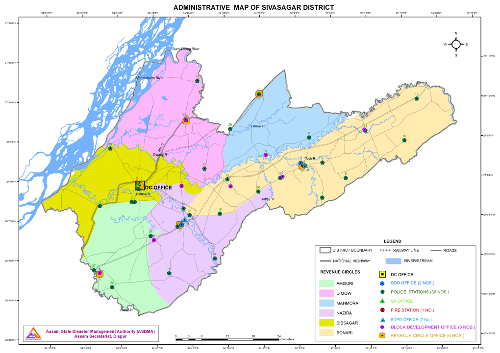 District: Sivasagar Information on Administrative Map