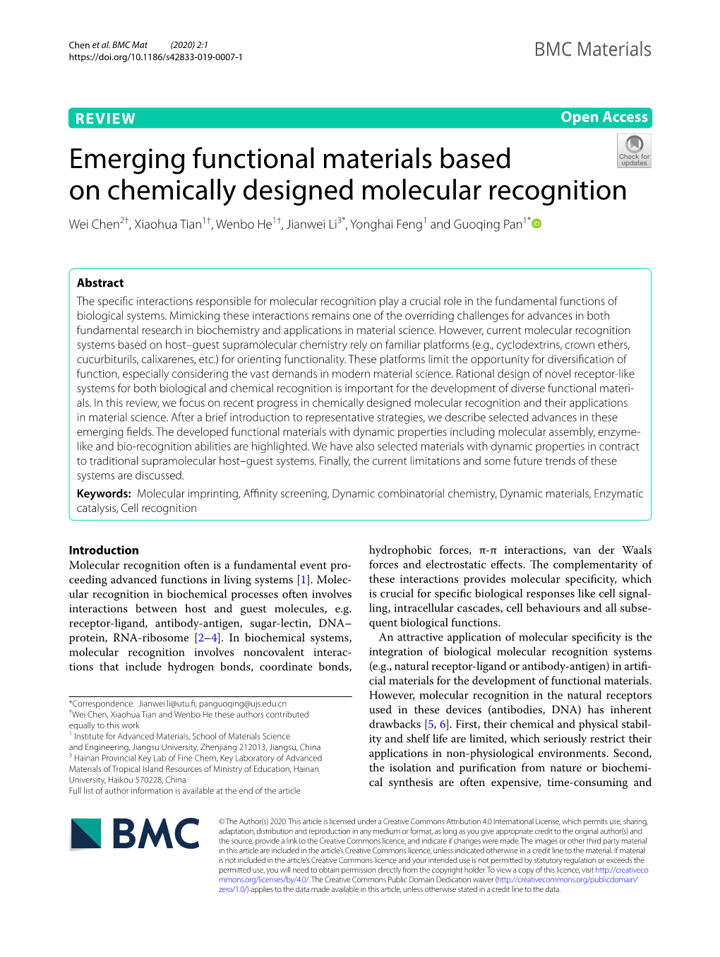 Emerging Functional Materials Based on Chemically Designed Molecular