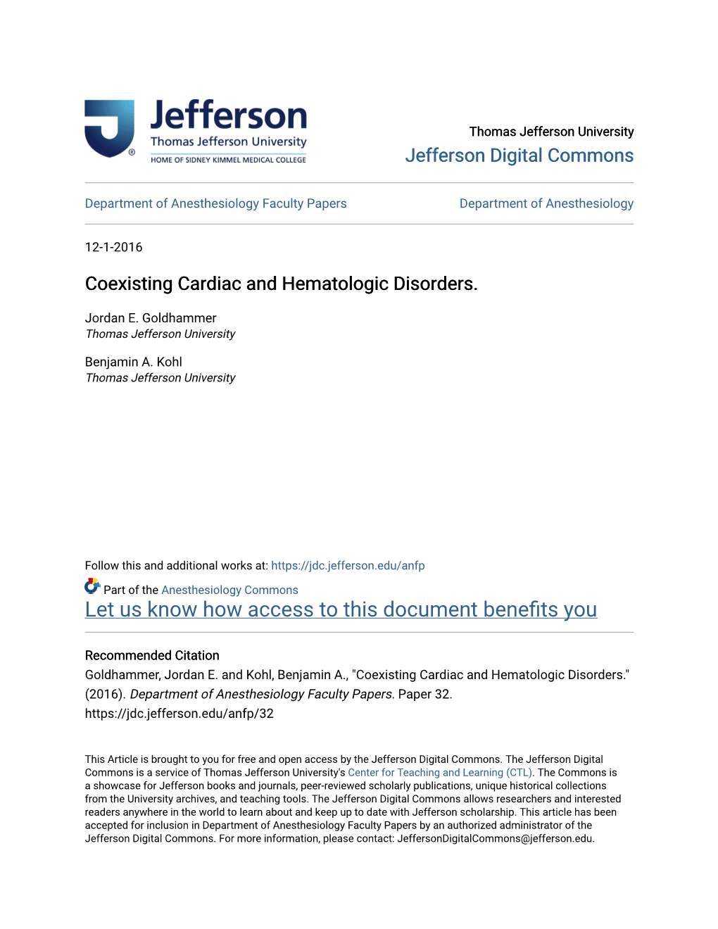 Coexisting Cardiac and Hematologic Disorders