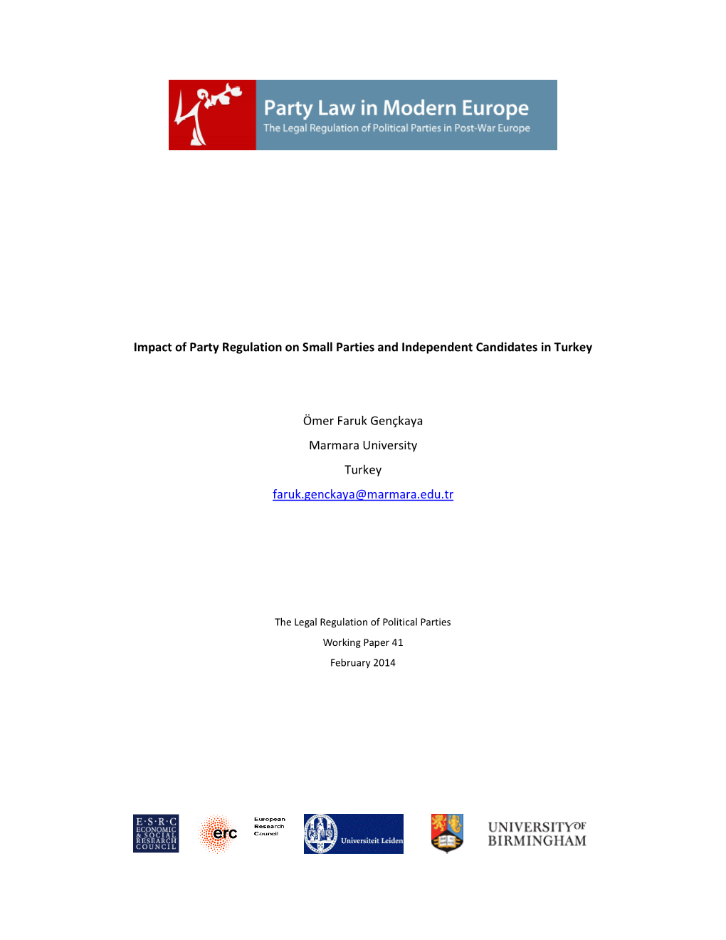 Impact of Party Regulation on Small Parties and Independent Candidates in Turkey